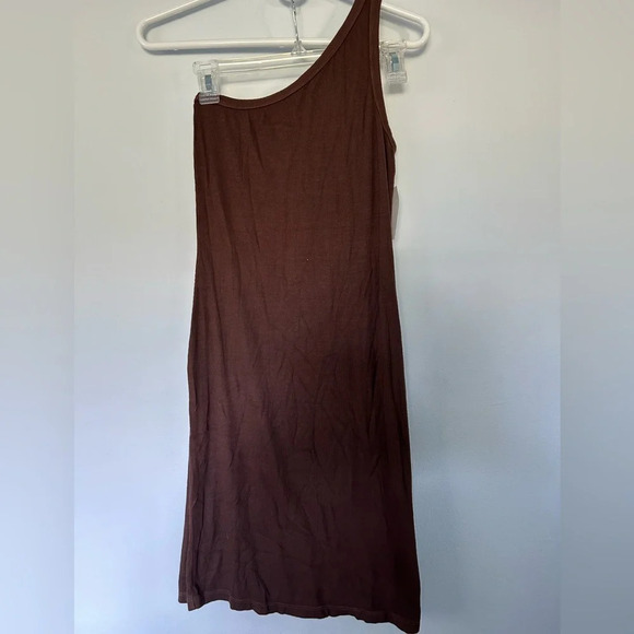 NWT articles of society one shoulder ribbed tank dress Small chocolate color - Picture 1 of 4